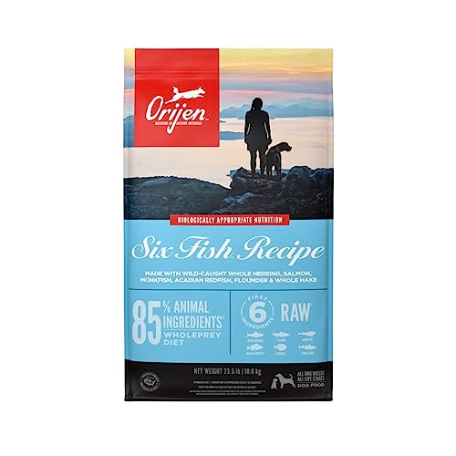 ORIJEN Six Fish Dry Dog Food, Grain Free and Chicken Free Dog Food, Fresh or Raw Ingredients, 23.5lb ORIJEN Six Fish Dry Dog Food, Grain Free and Chicken Free Dog Food, Fresh or Raw Ingredients, 23.5lb